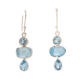 Sterling Silver Blue Topaz Faceted & Rough Earrings